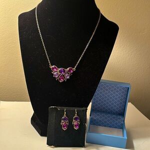 Avon Art Deco Multi Shade Purple Amethyst 18” Necklace and Drop Earring Set